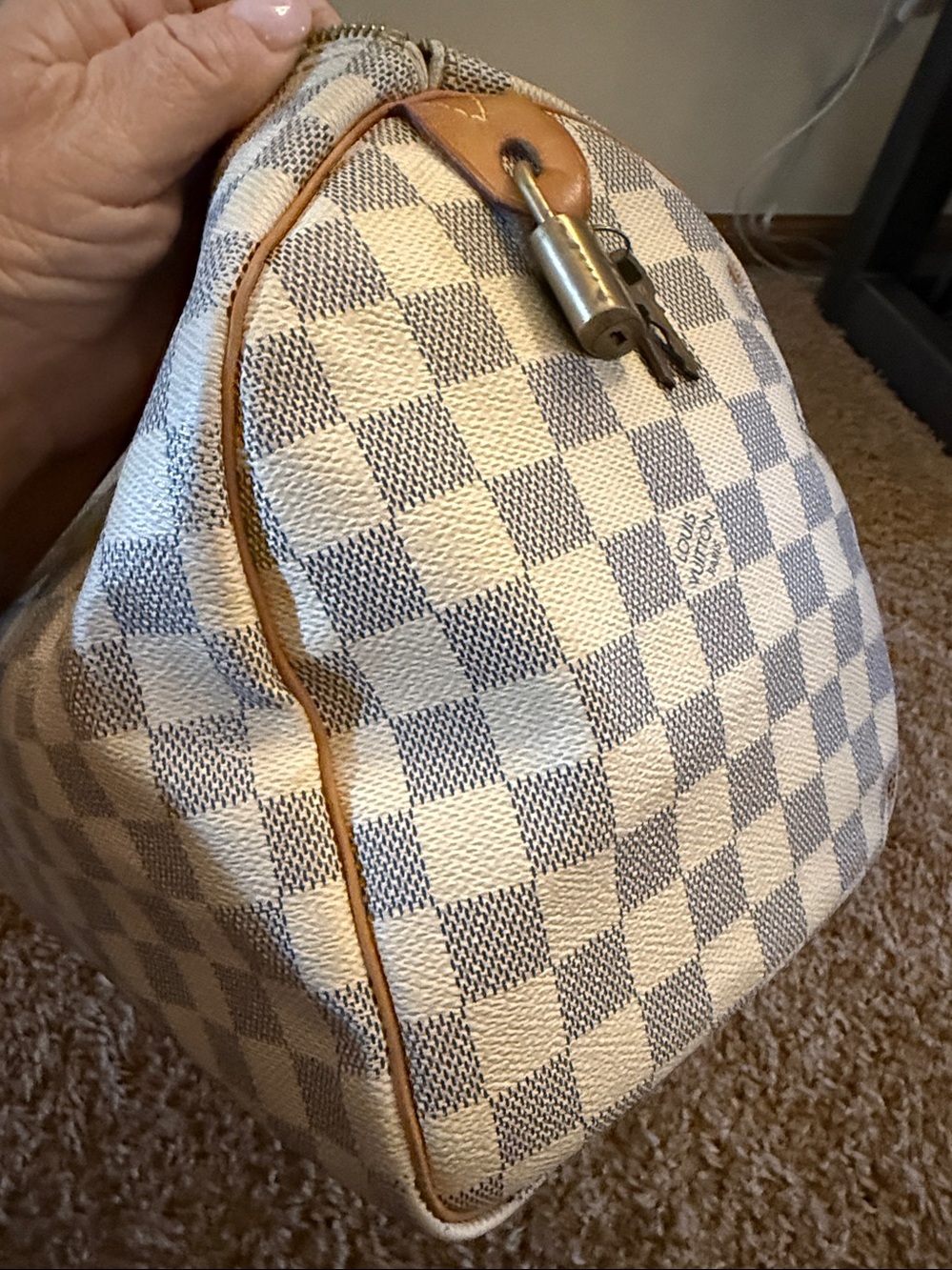 Louis Vuitton Damier Azur Speedy 30 Handbag - Cream/Light Brown - Picture 10 of 16
